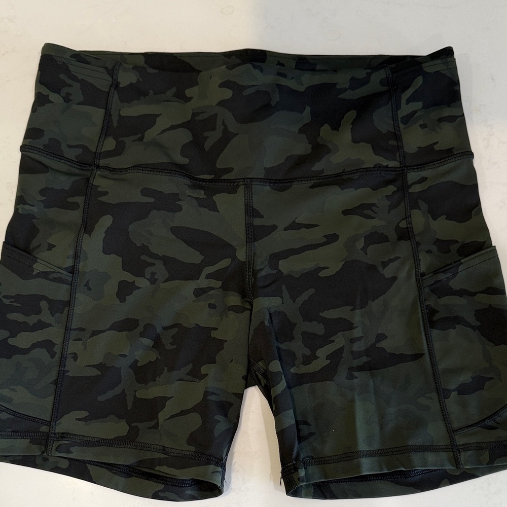 lululemon Green Camo Bike Shorts